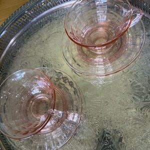 Two Pink Depression Glass Tea cups